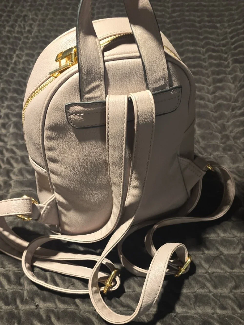Women's Blush Pink Mini Backpack with Gold Accent